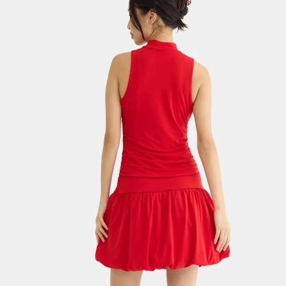 Red Women’s Mock Neck Bubble Dress Size S - Picture 11 of 11